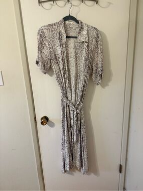 Light Snake Print Wrap Dress - Neutral Tones